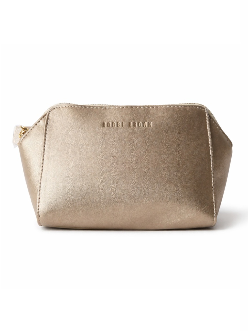 NWOT Bobbi Brown Gold Metallic Makeup Bag Cosmetic Travel Pouch Zipper Case